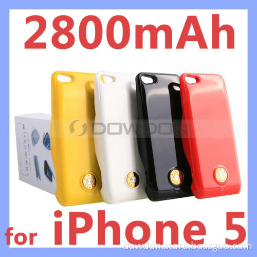 Colorful 2800mAh External Backup Battery Case Charger for iPhone 5 (Battery-06)